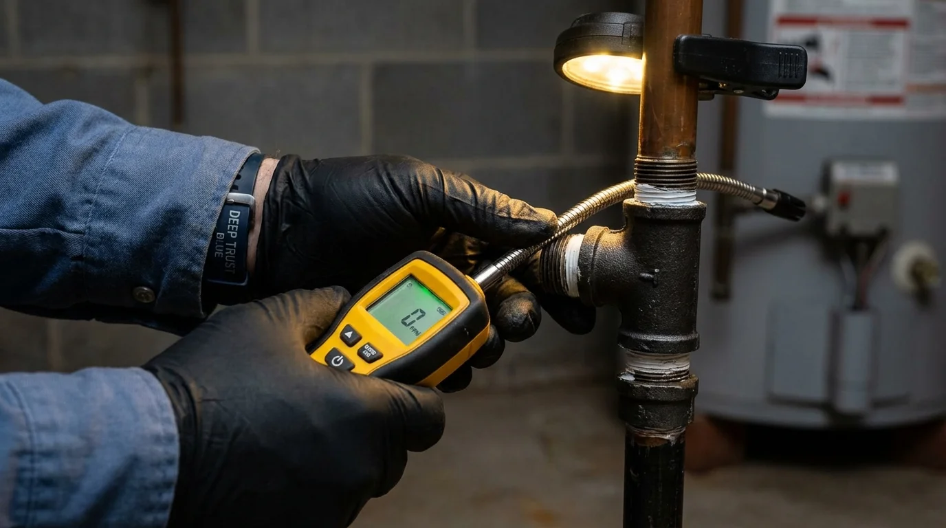 Gas leak detection with electronic sniffer by Johns Plumbing LLC in Erath