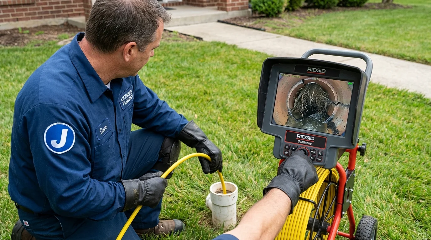 Sewer camera inspection being performed by Johns Plumbing LLC in Erath